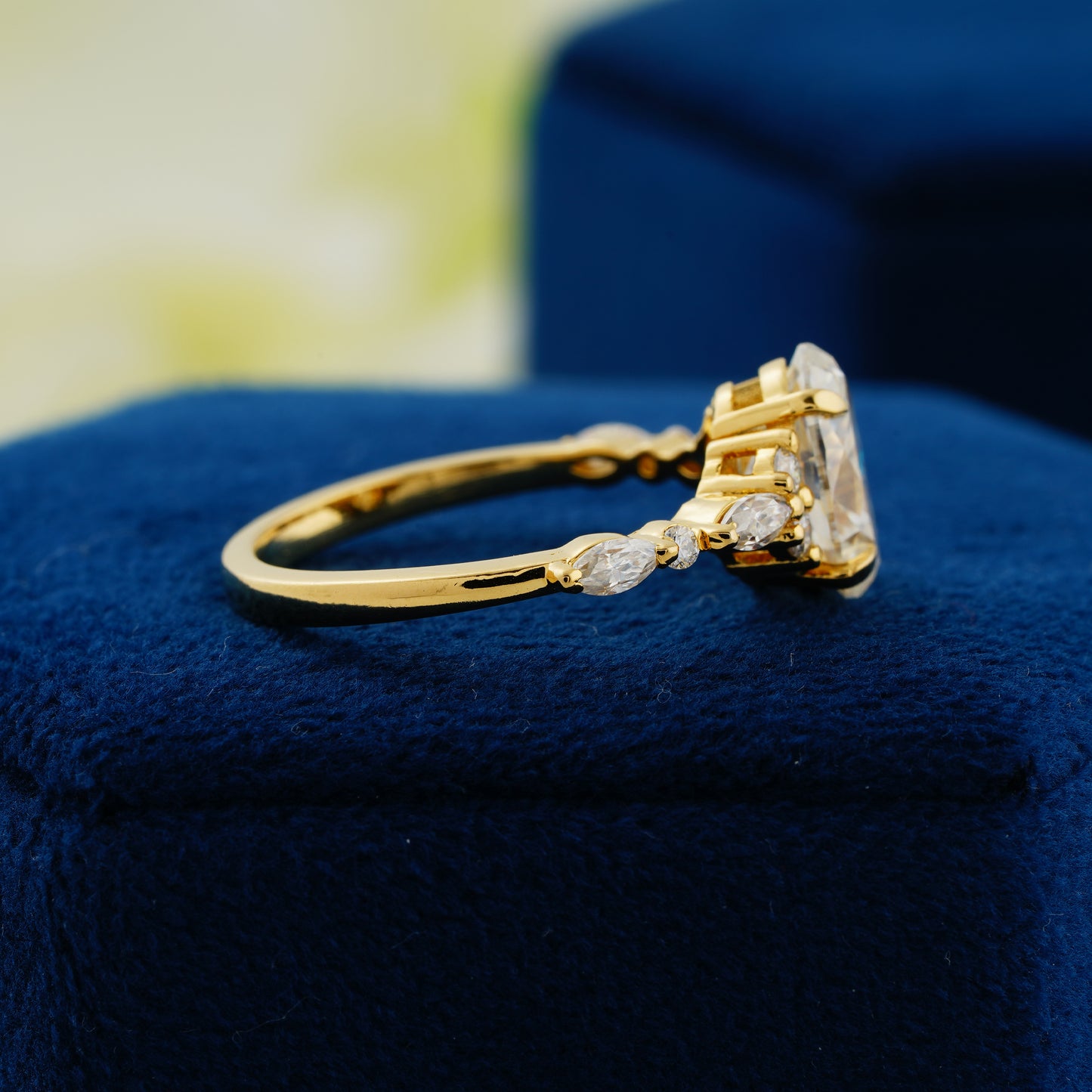 2.1 CT Oval Cut Moissanite Engagement Ring