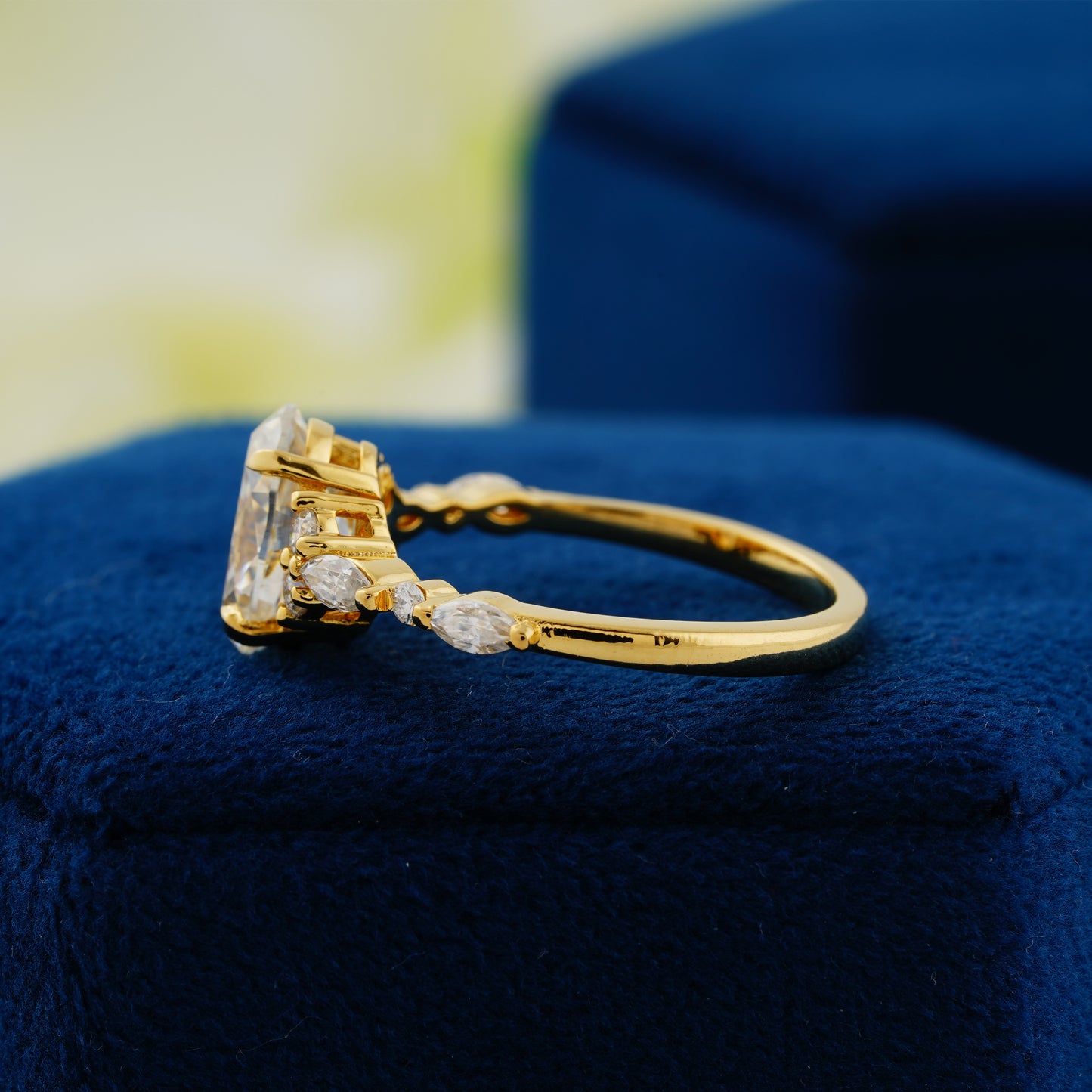 2.1 CT Oval Cut Moissanite Engagement Ring