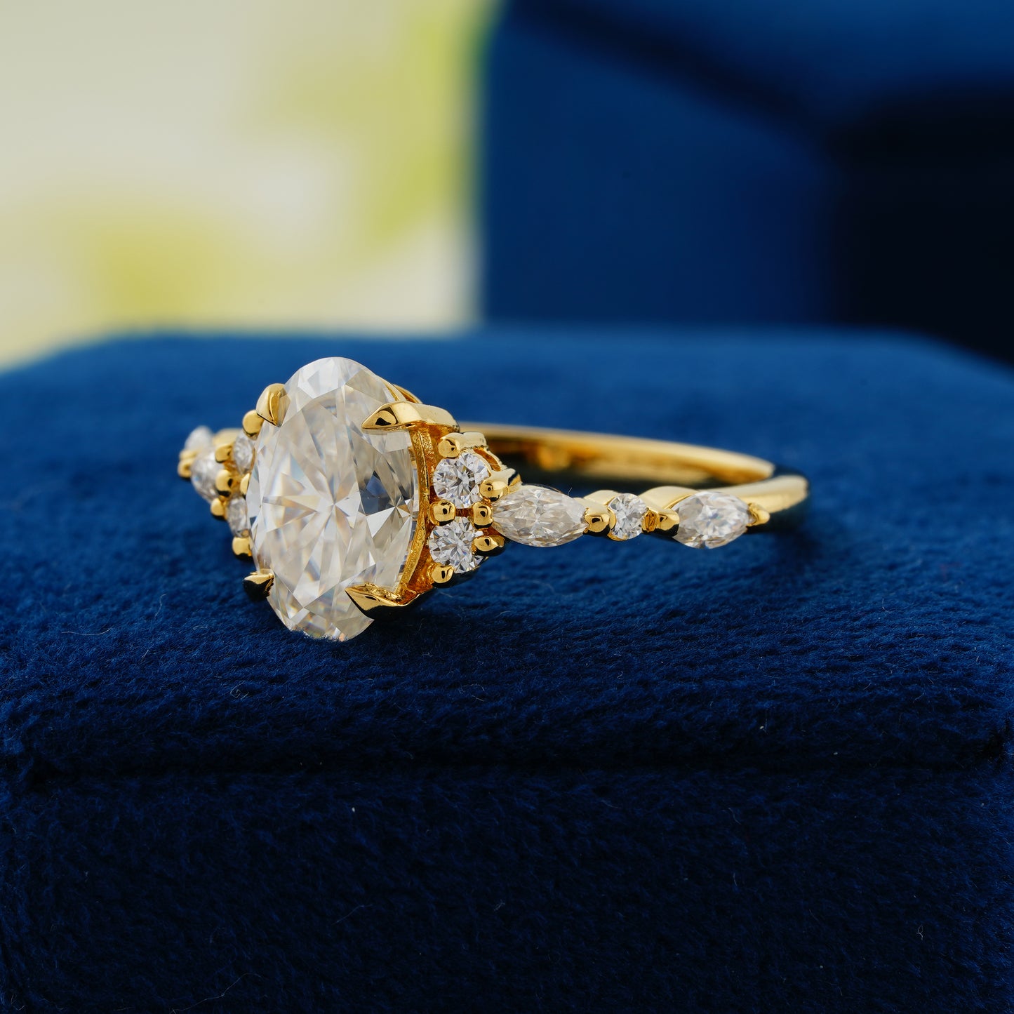 2.1 CT Oval Cut Moissanite Engagement Ring