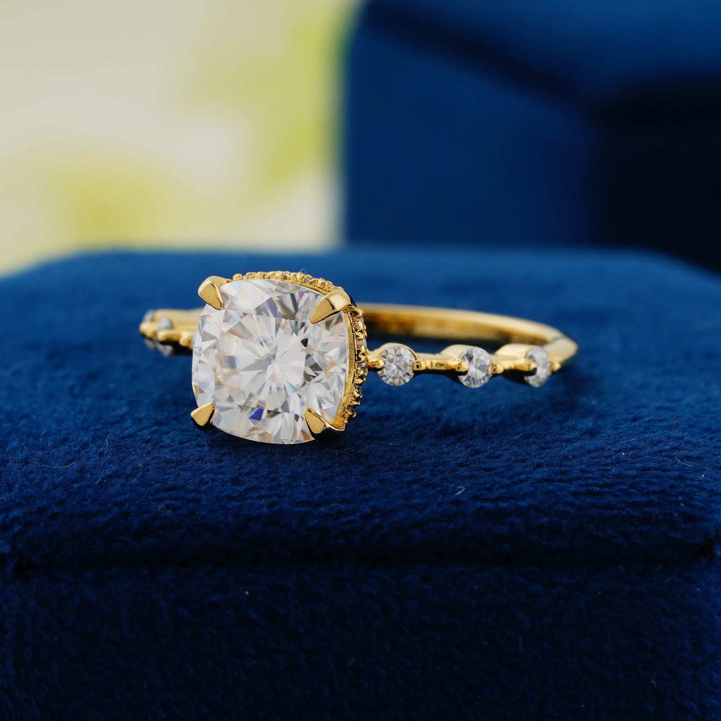 2ct Cushion Cut Lab-Grown Diamond Engagement Ring with Accent Stones | Ethical Luxury