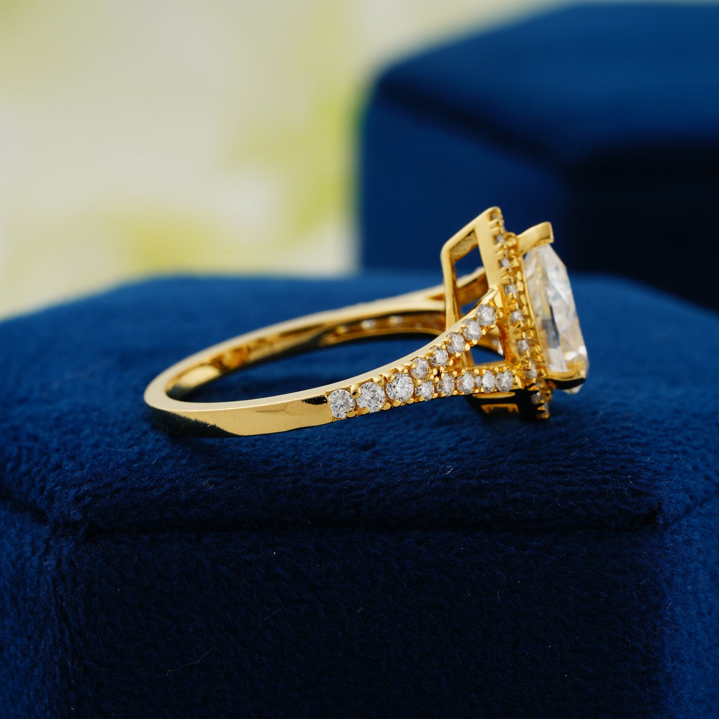 3.1 CT Pear Cut Lab Grown Diamond Halo Engagement Ring