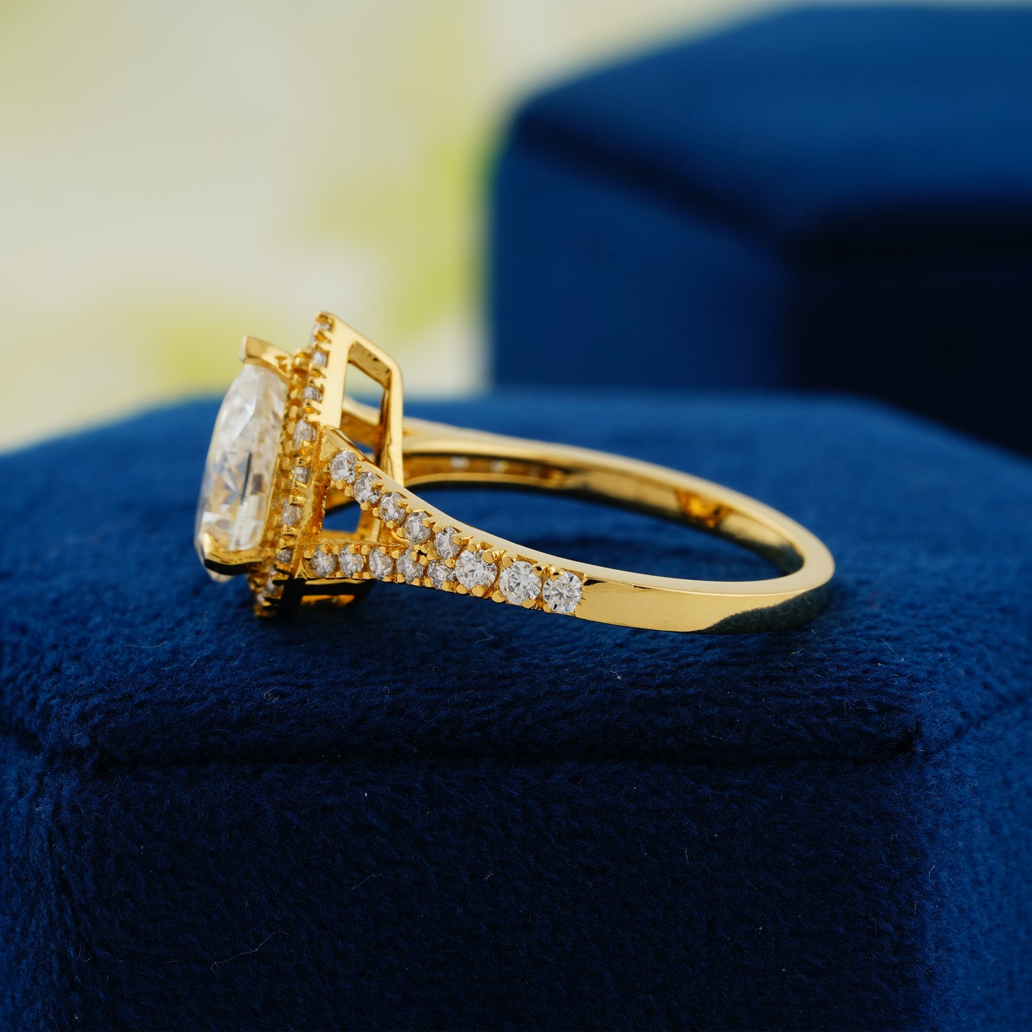 3.1 CT Pear Cut Lab Grown Diamond Halo Engagement Ring