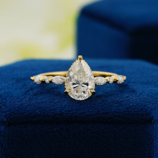 3.1 CT Pear Cut Lab Grown Diamond Halo Engagement Ring