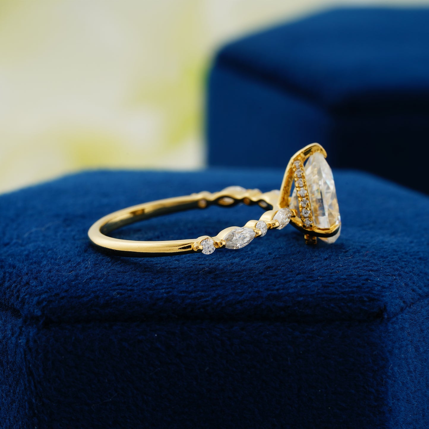 3.1 CT Pear Cut Lab Grown Diamond Halo Engagement Ring