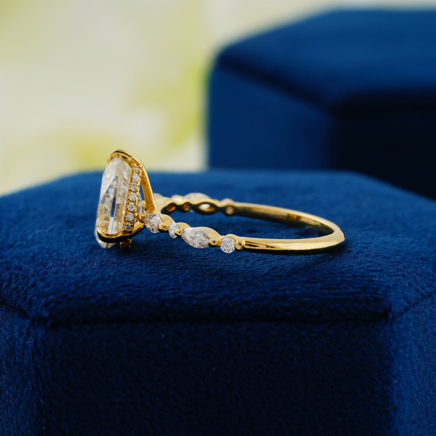 3.1 CT Pear Cut Lab Grown Diamond Halo Engagement Ring