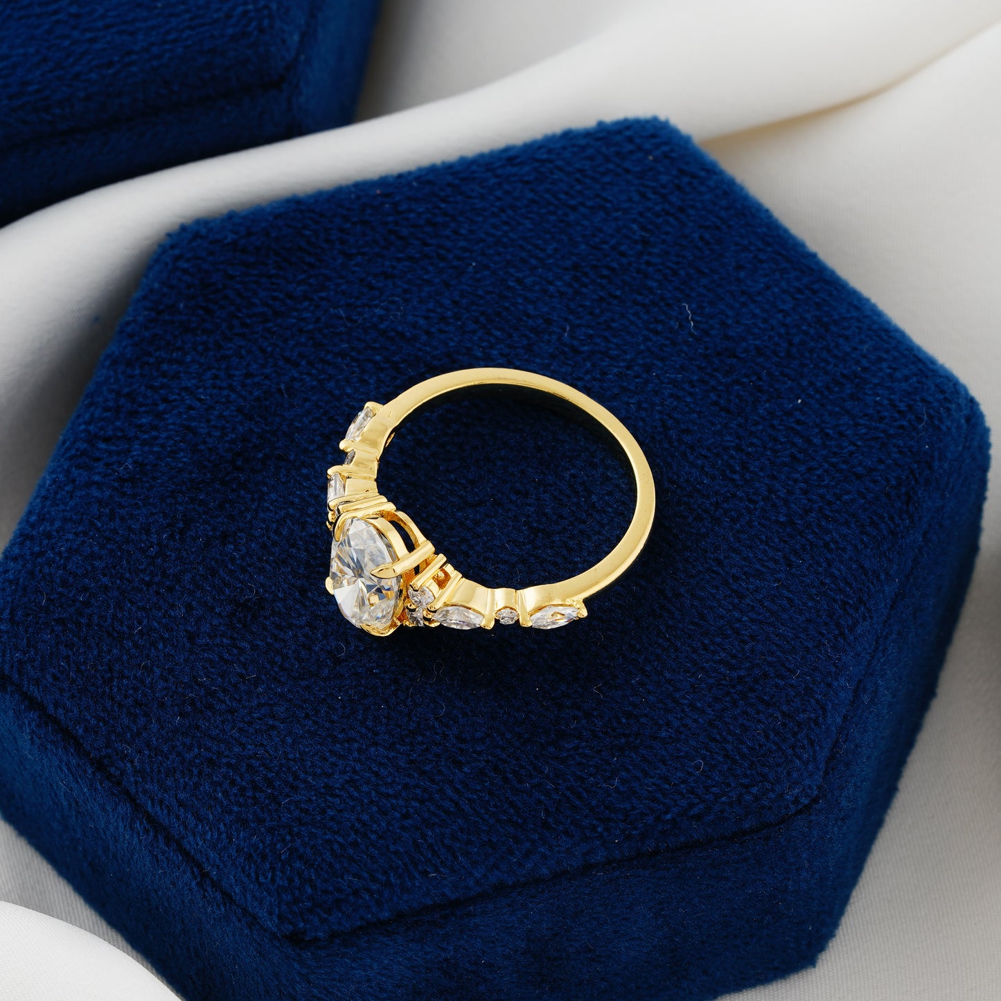 2.1 CT Oval Cut Moissanite Engagement Ring