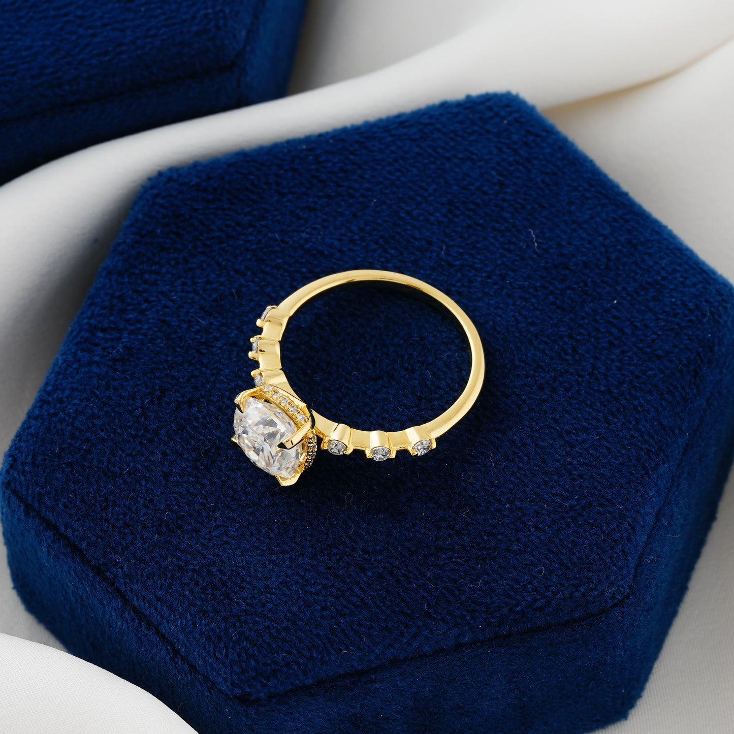 2ct Cushion Cut Lab-Grown Diamond Engagement Ring with Accent Stones | Ethical Luxury