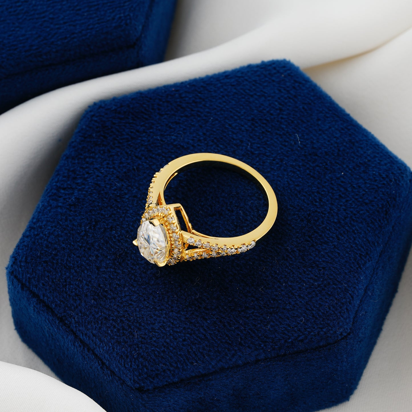 3.1 CT Pear Cut Lab Grown Diamond Halo Engagement Ring