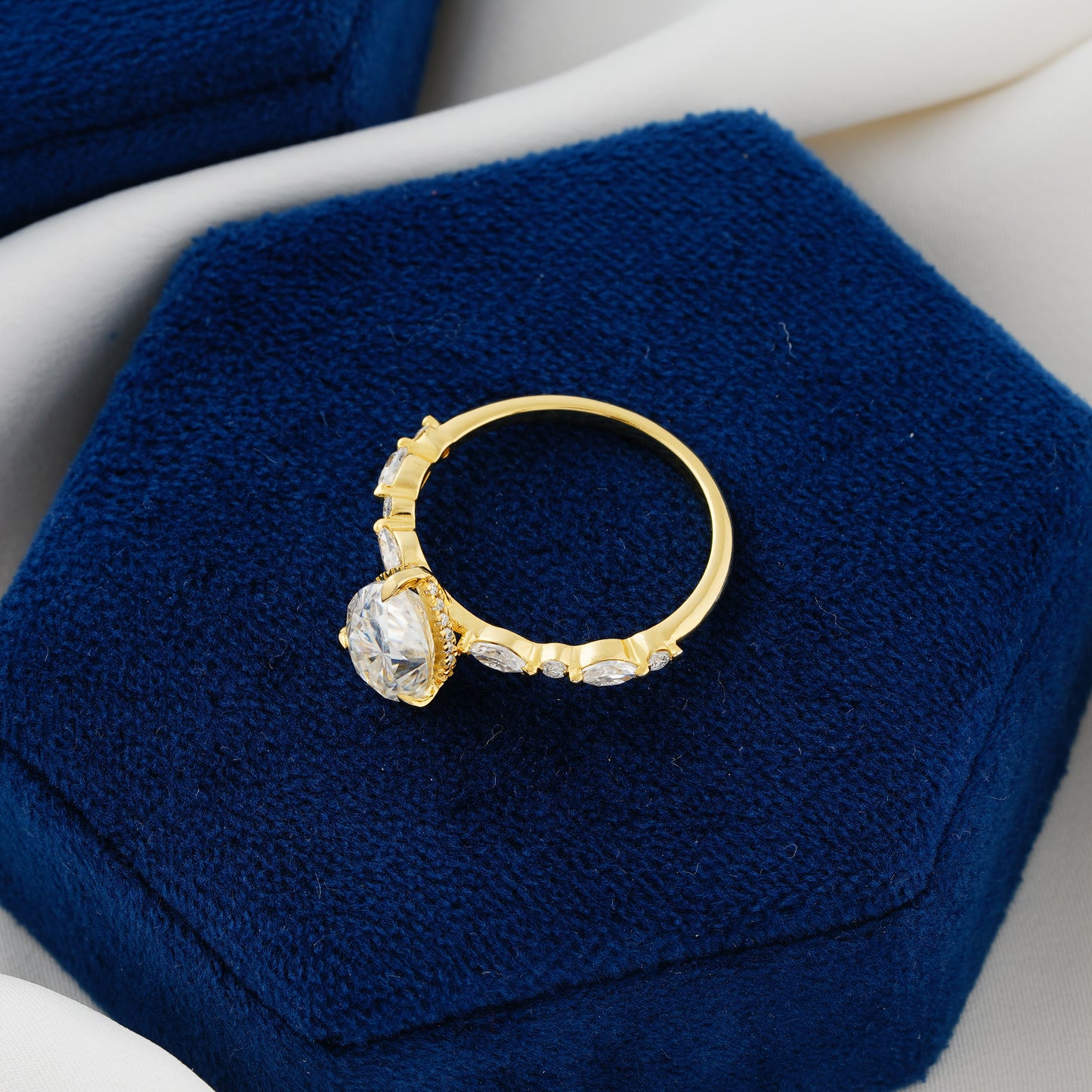 3.1 CT Pear Cut Lab Grown Diamond Halo Engagement Ring