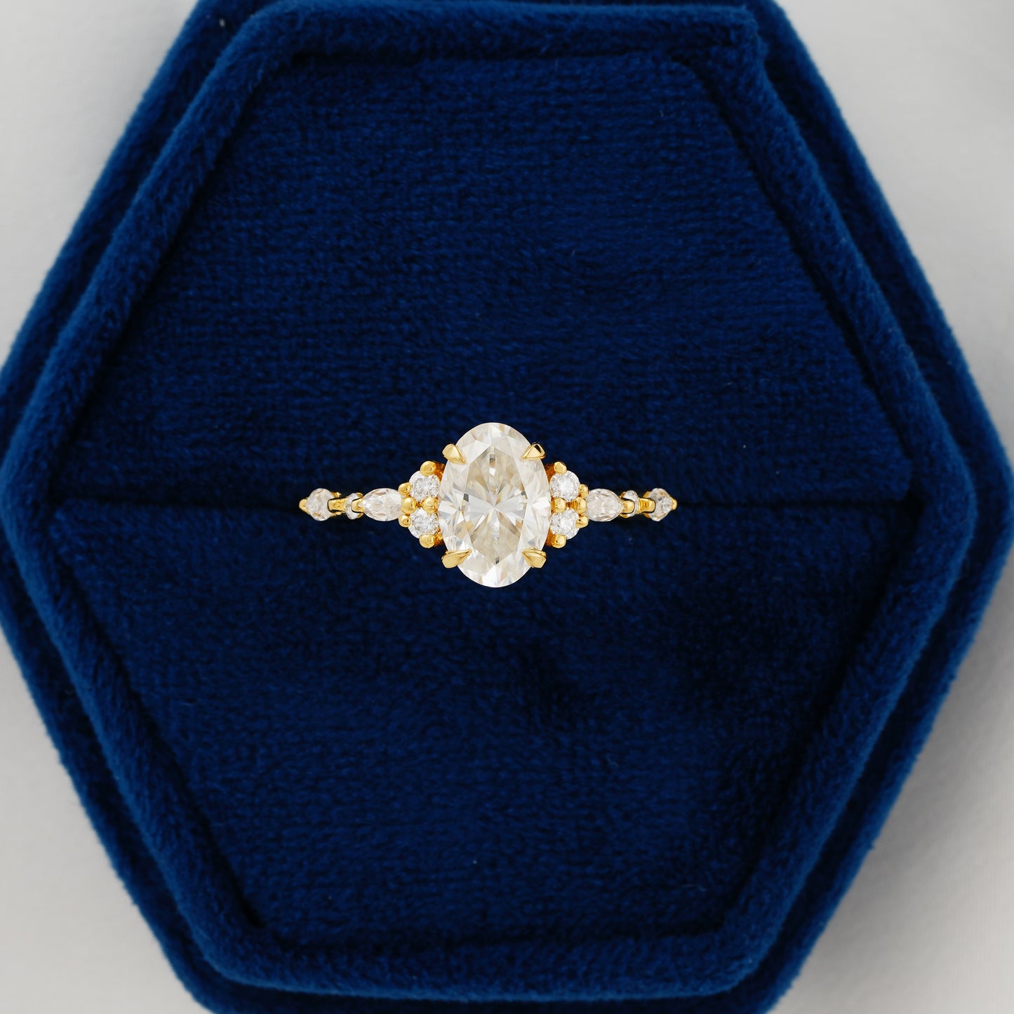 2.1 CT Oval Cut Moissanite Engagement Ring