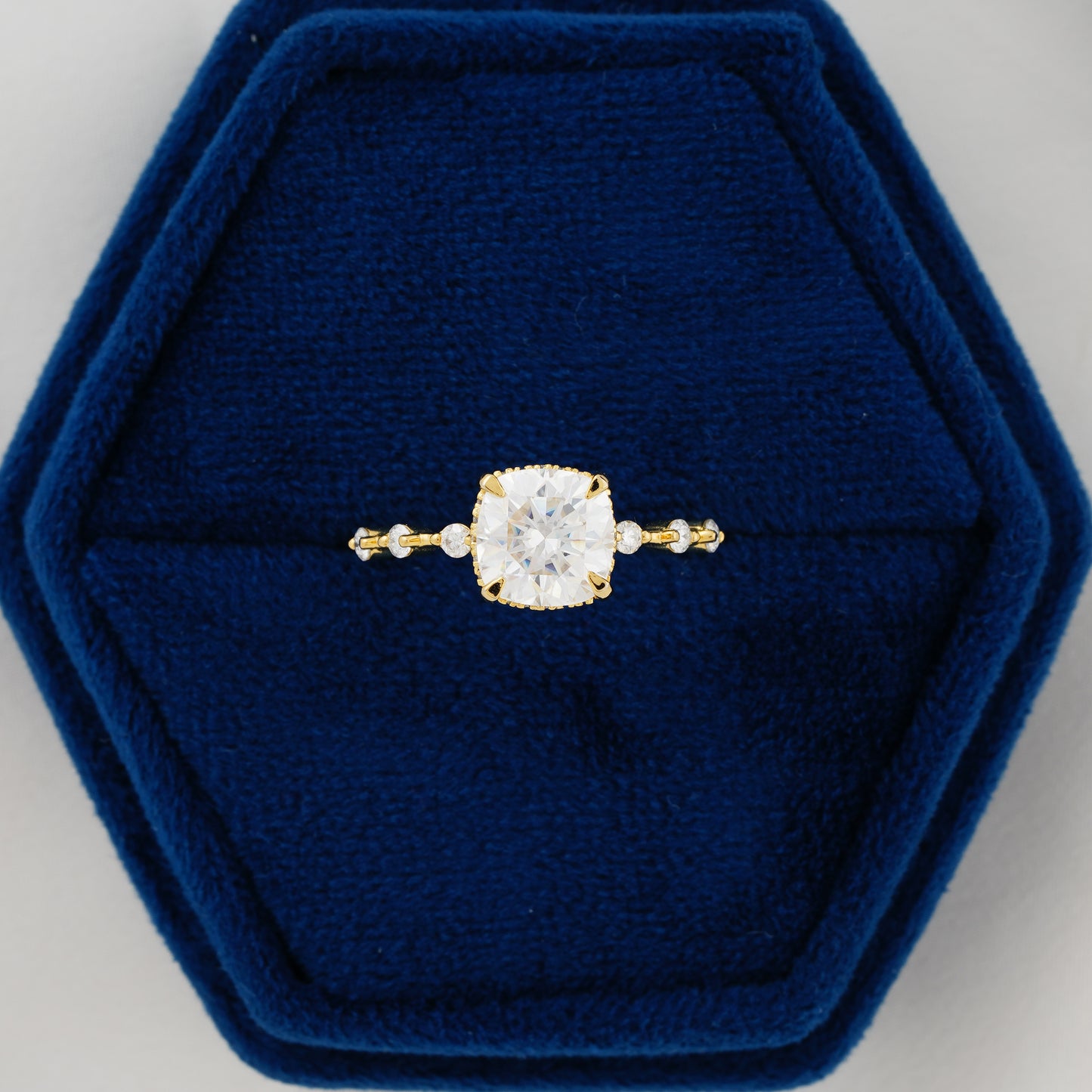 2ct Cushion Cut Lab-Grown Diamond Engagement Ring with Accent Stones | Ethical Luxury