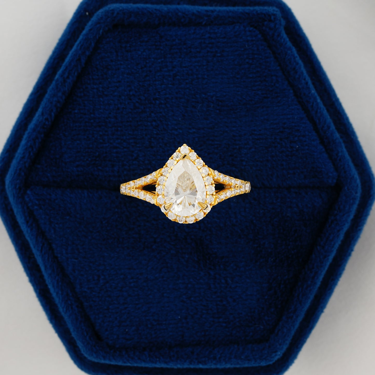 3.1 CT Pear Cut Lab Grown Diamond Halo Engagement Ring