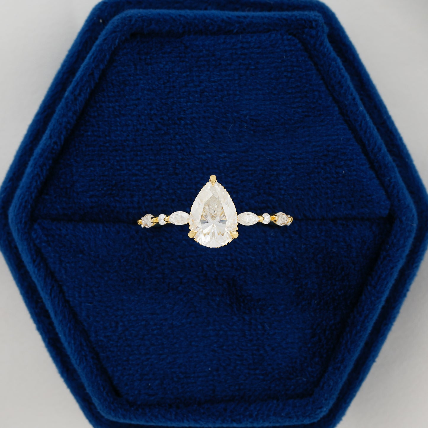 3.1 CT Pear Cut Lab Grown Diamond Halo Engagement Ring