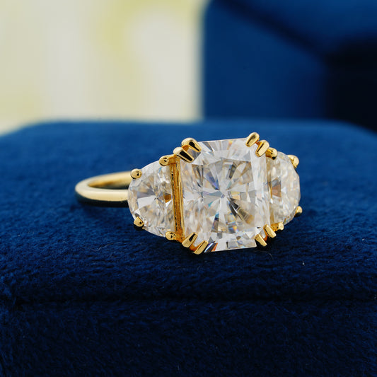 3.24 CT Radiant Cut Lab Grown Diamond Three-Stone Engagement Ring