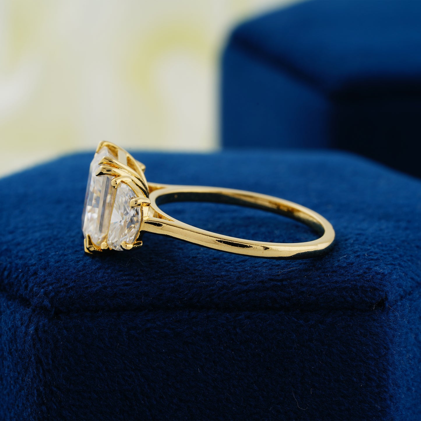 3.24 CT Radiant Cut Lab Grown Diamond Three-Stone Engagement Ring