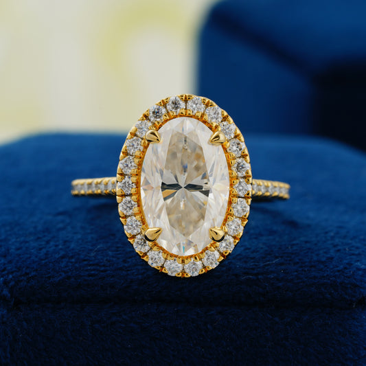4.10 CT Oval Cut Lab Grown Diamond Engagement Ring