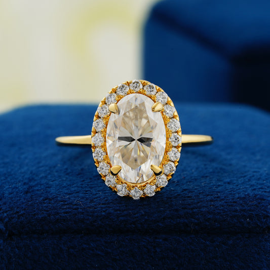 3.15 CT Oval Cut Lab Grown Diamond Halo Engagement Ring