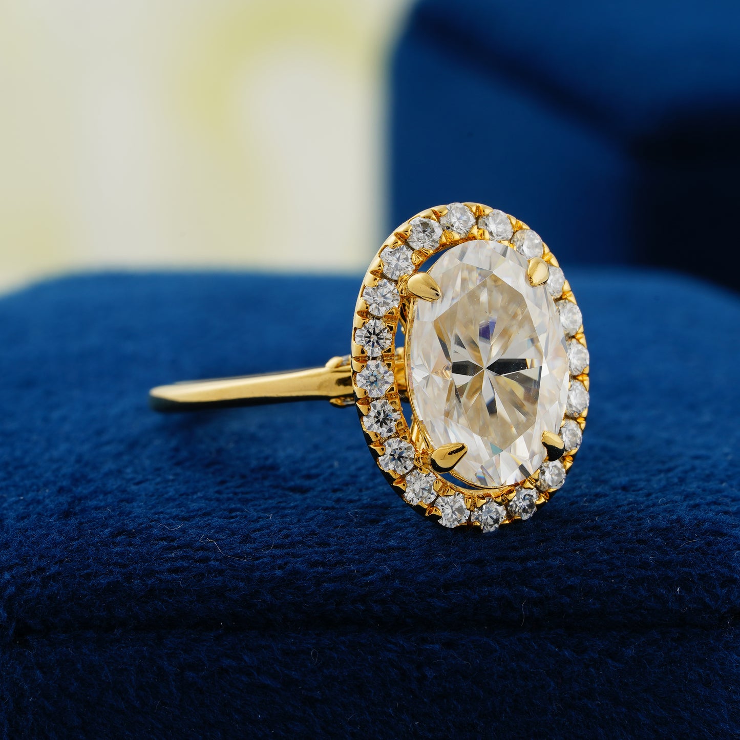 3.15 CT Oval Cut Lab Grown Diamond Halo Engagement Ring