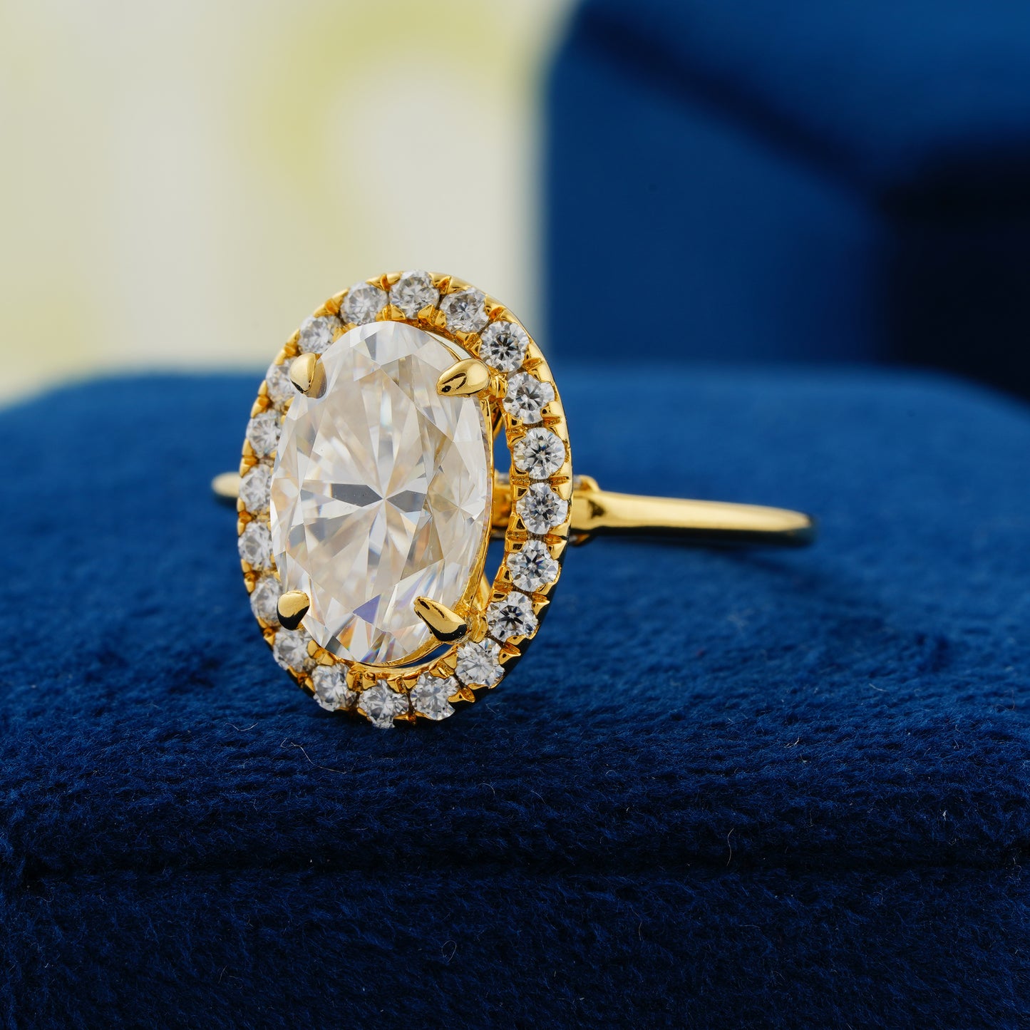 3.15 CT Oval Cut Lab Grown Diamond Halo Engagement Ring