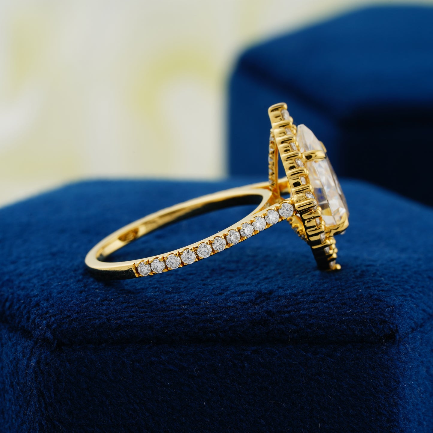 3.1 CT Pear Cut Lab Grown Diamond Halo Engagement Ring