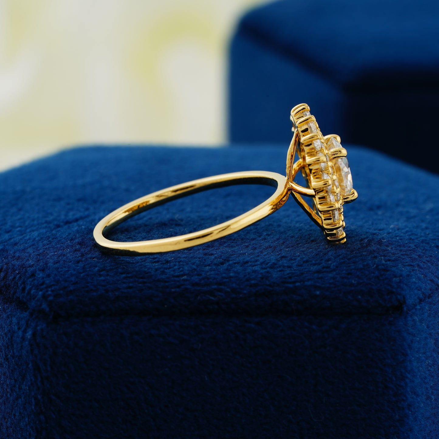 1 CT Round Cut Lab Grown Diamond Double Halo Engagement Ring