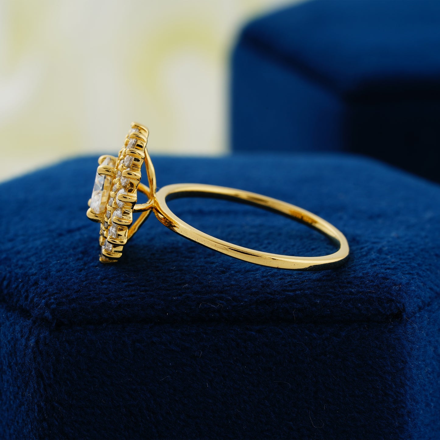 1 CT Round Cut Lab Grown Diamond Floral Halo Engagement Ring