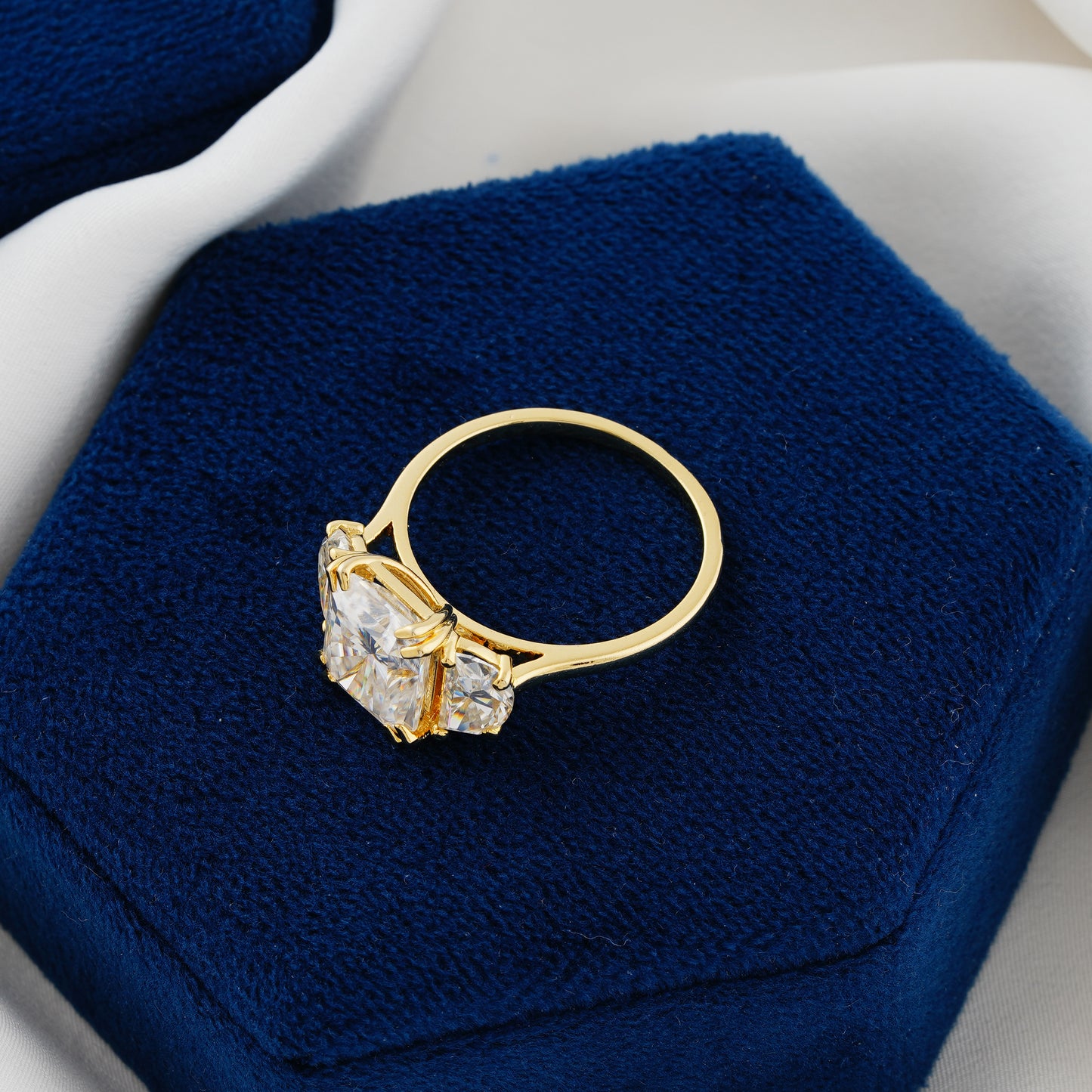 3.24 CT Radiant Cut Lab Grown Diamond Three-Stone Engagement Ring