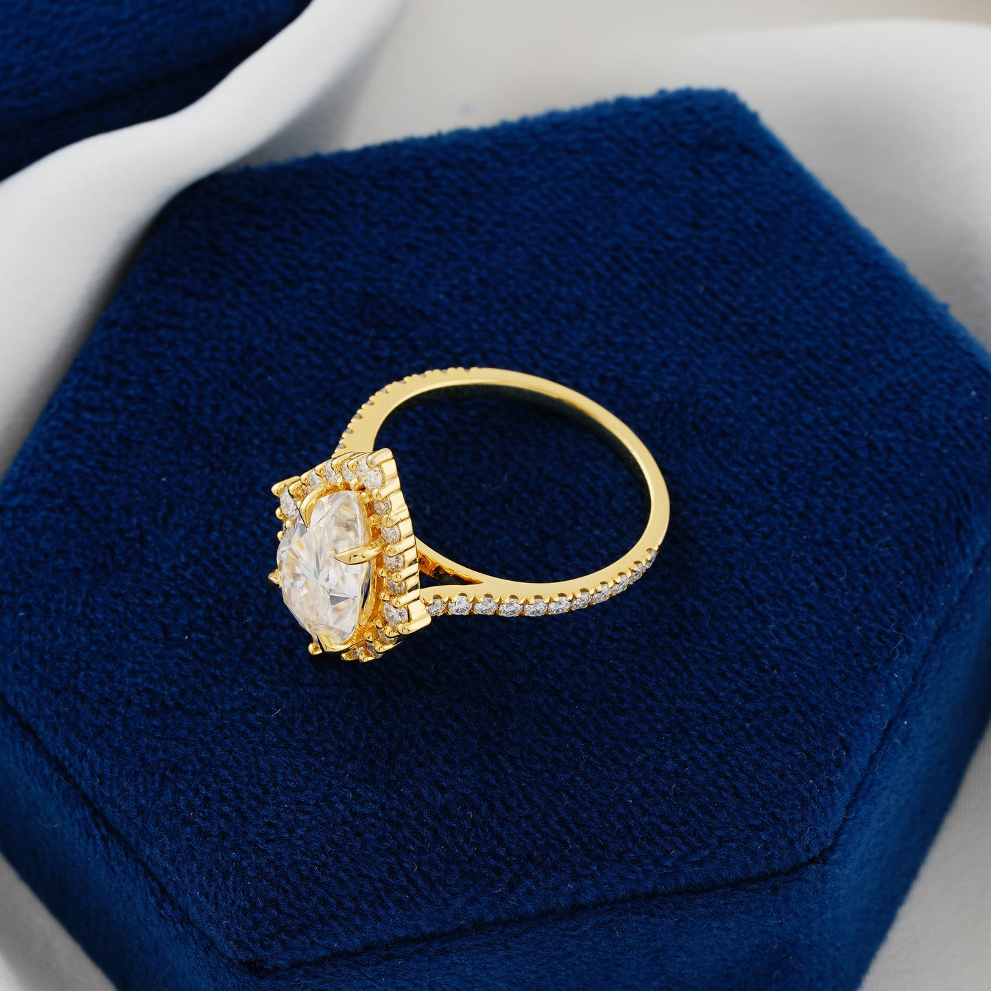 3.1 CT Pear Cut Lab Grown Diamond Halo Engagement Ring