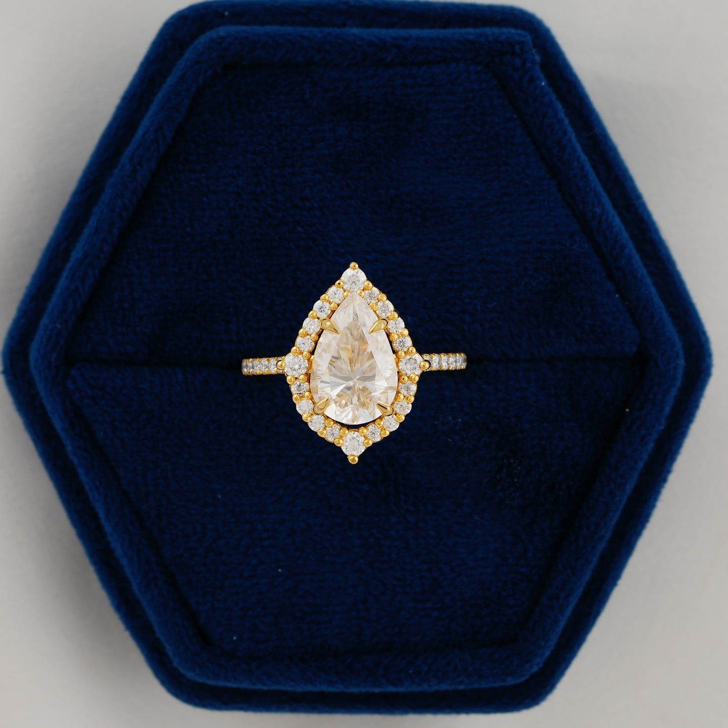 3.1 CT Pear Cut Lab Grown Diamond Halo Engagement Ring