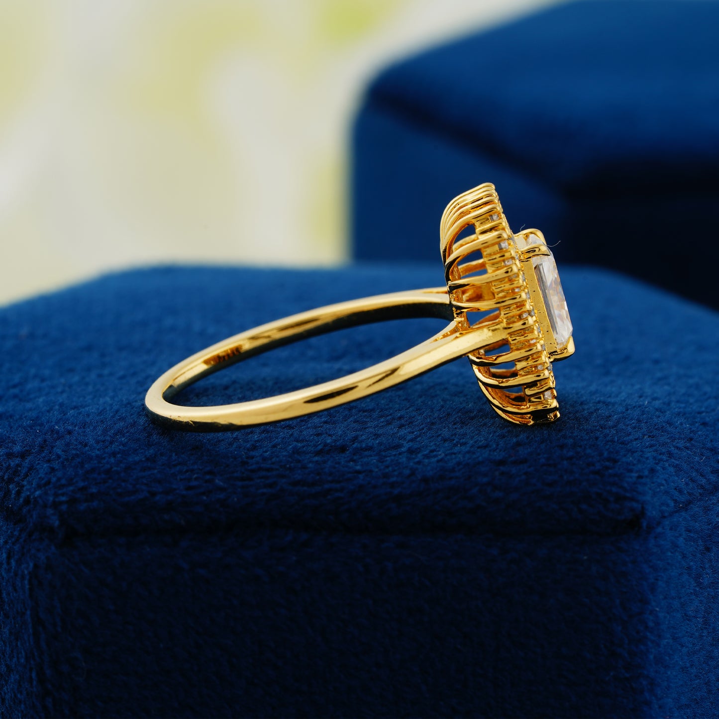 1.05 CT Radiant Cut Lab Grown Diamond Double Halo Engagement Ring