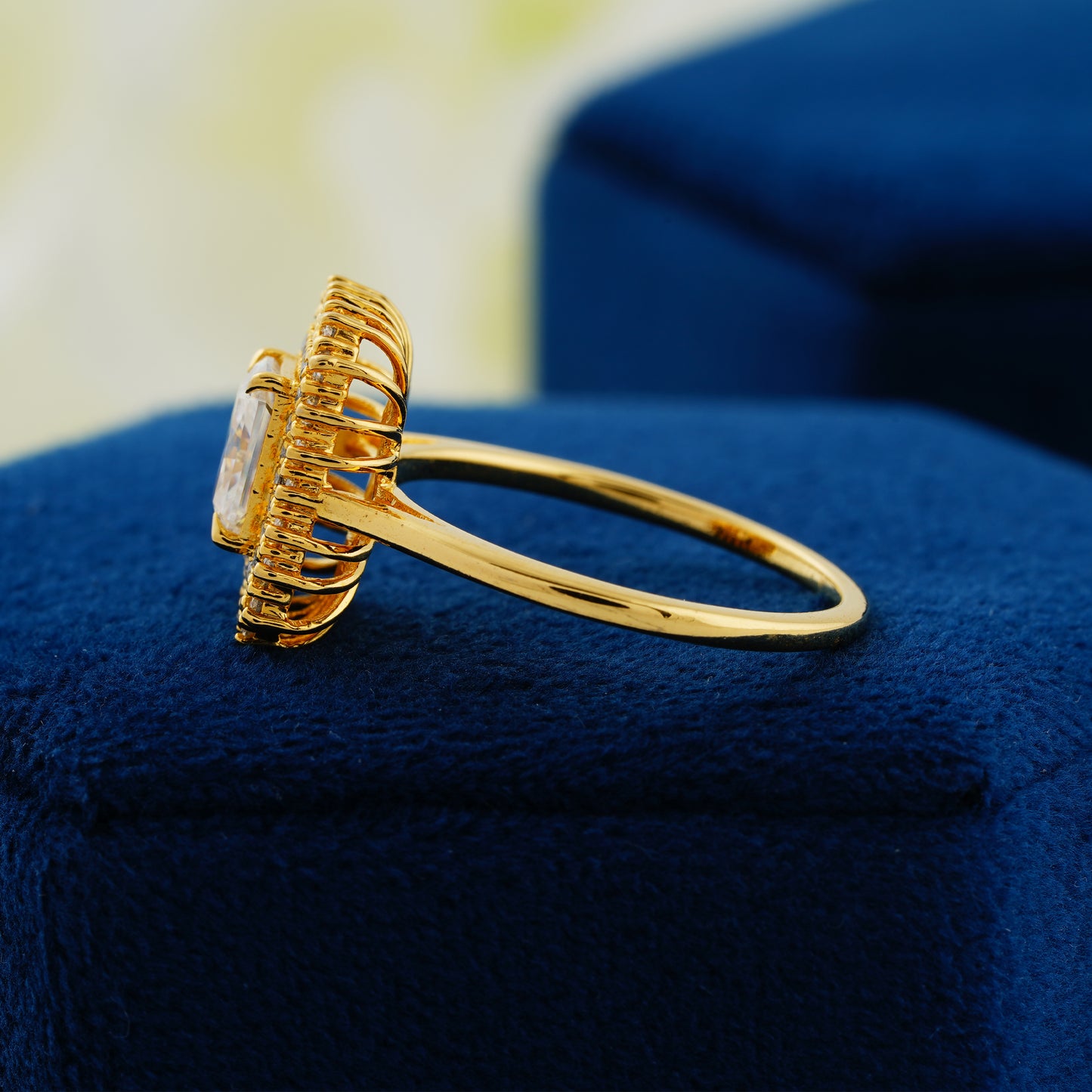 1.05 CT Radiant Cut Lab Grown Diamond Double Halo Engagement Ring