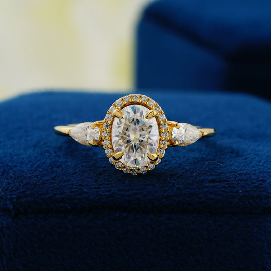 1.33 CT Oval Lab Grown Diamond Halo Ring