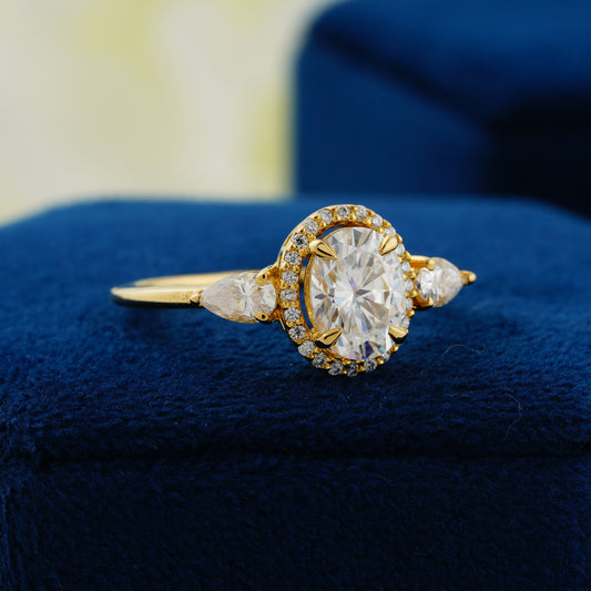 1.33 CT Oval Lab Grown Diamond Halo Ring