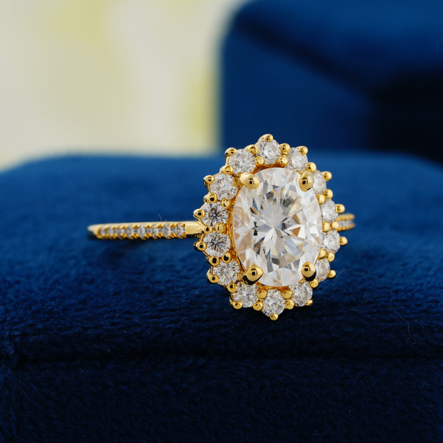 1.91 CT Oval Cut Lab Grown Diamond Halo Engagement Ring | Elegant Oval Diamond Ring