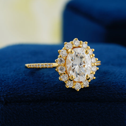 1.91 CT Oval Cut Lab Grown Diamond Halo Engagement Ring | Elegant Oval Diamond Ring