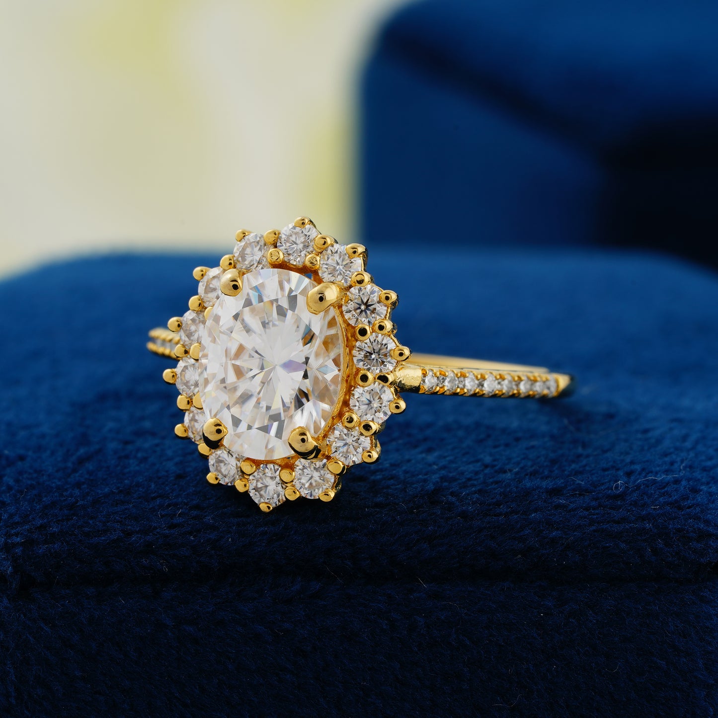 1.91 CT Oval Cut Lab Grown Diamond Halo Engagement Ring | Elegant Oval Diamond Ring