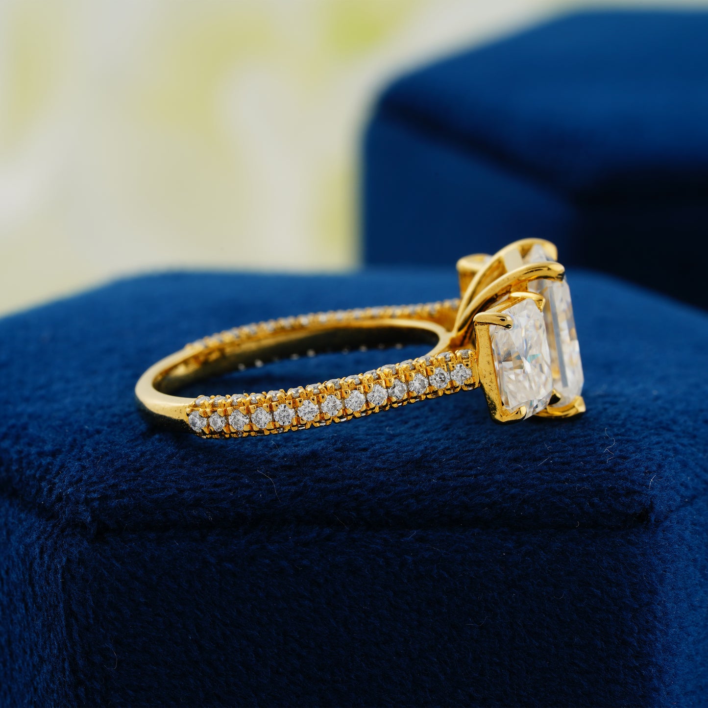 3.51 CT Radiant Cut Lab Grown Diamond Three-Stone Engagement Ring – A Symbol of Timeless Brilliance