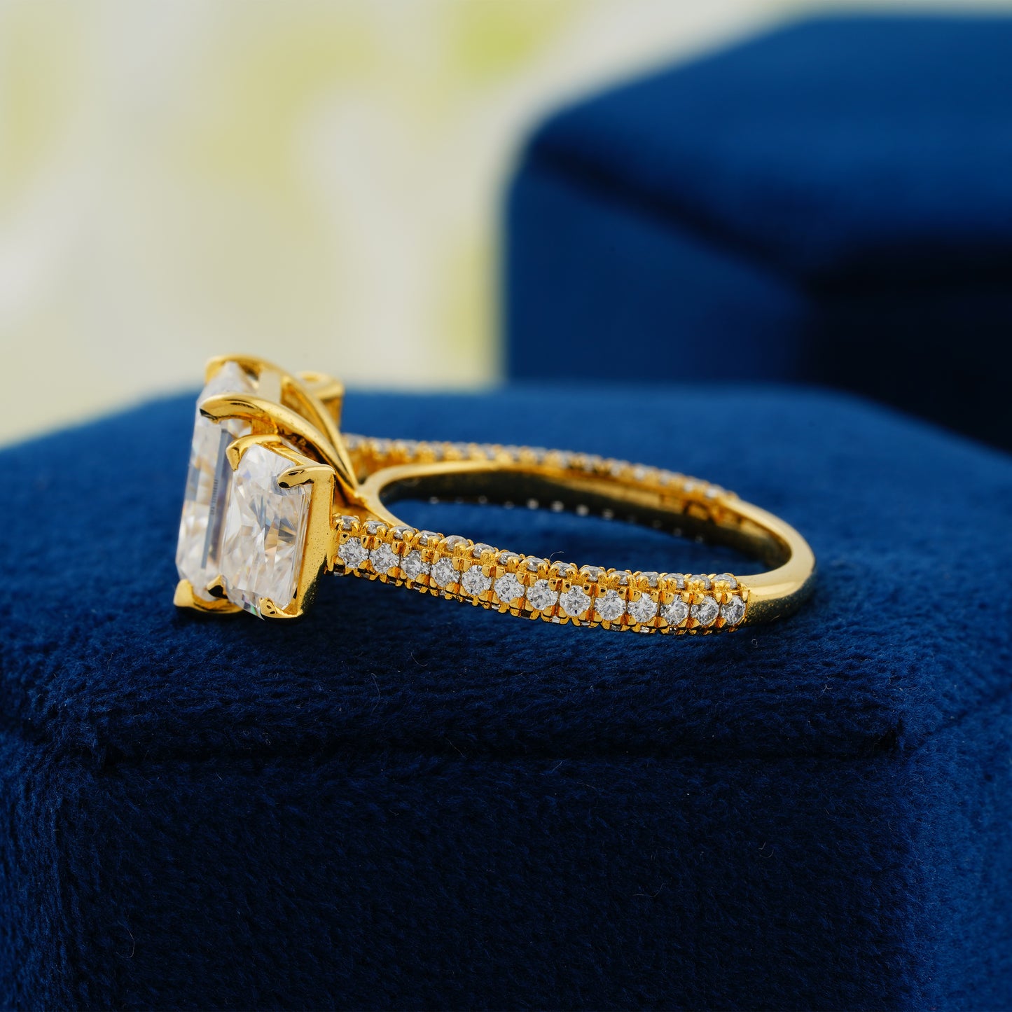 3.51 CT Radiant Cut Lab Grown Diamond Three-Stone Engagement Ring – A Symbol of Timeless Brilliance