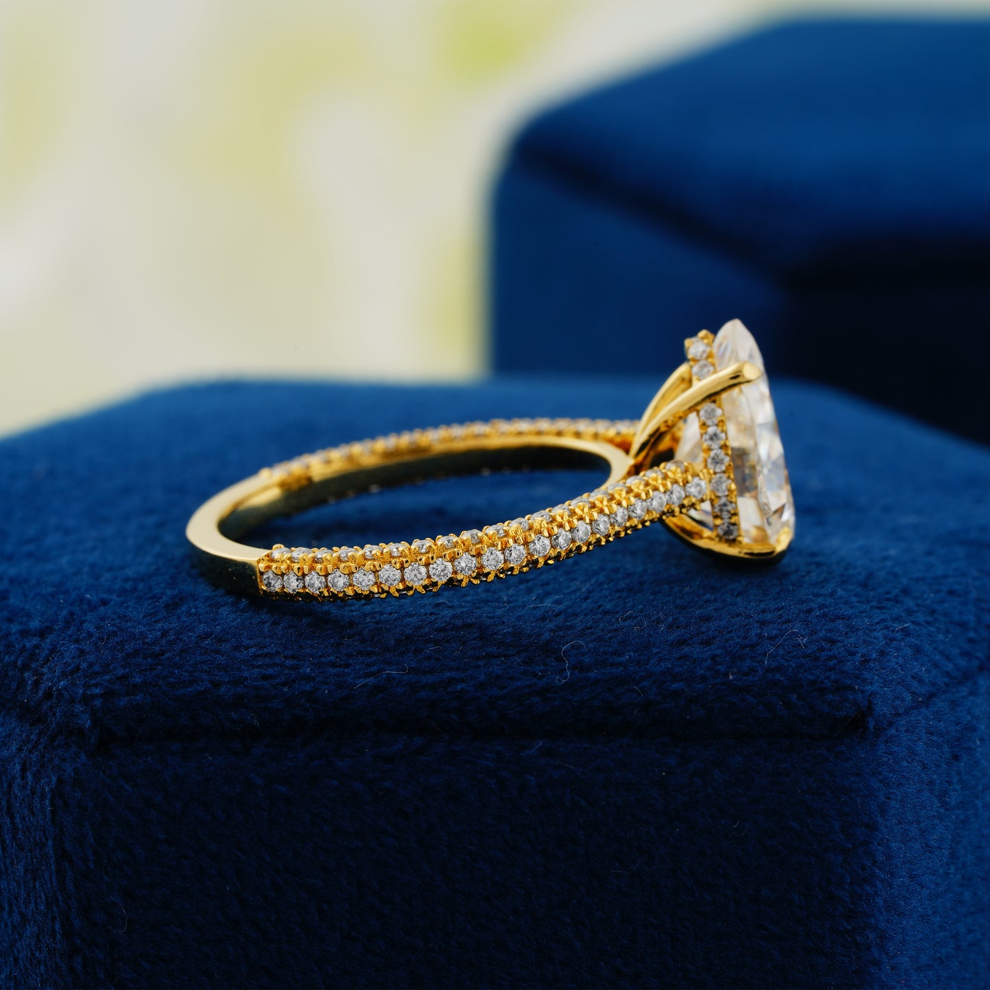 3.1 CT Pear Cut Lab Grown Diamond Engagement Ring