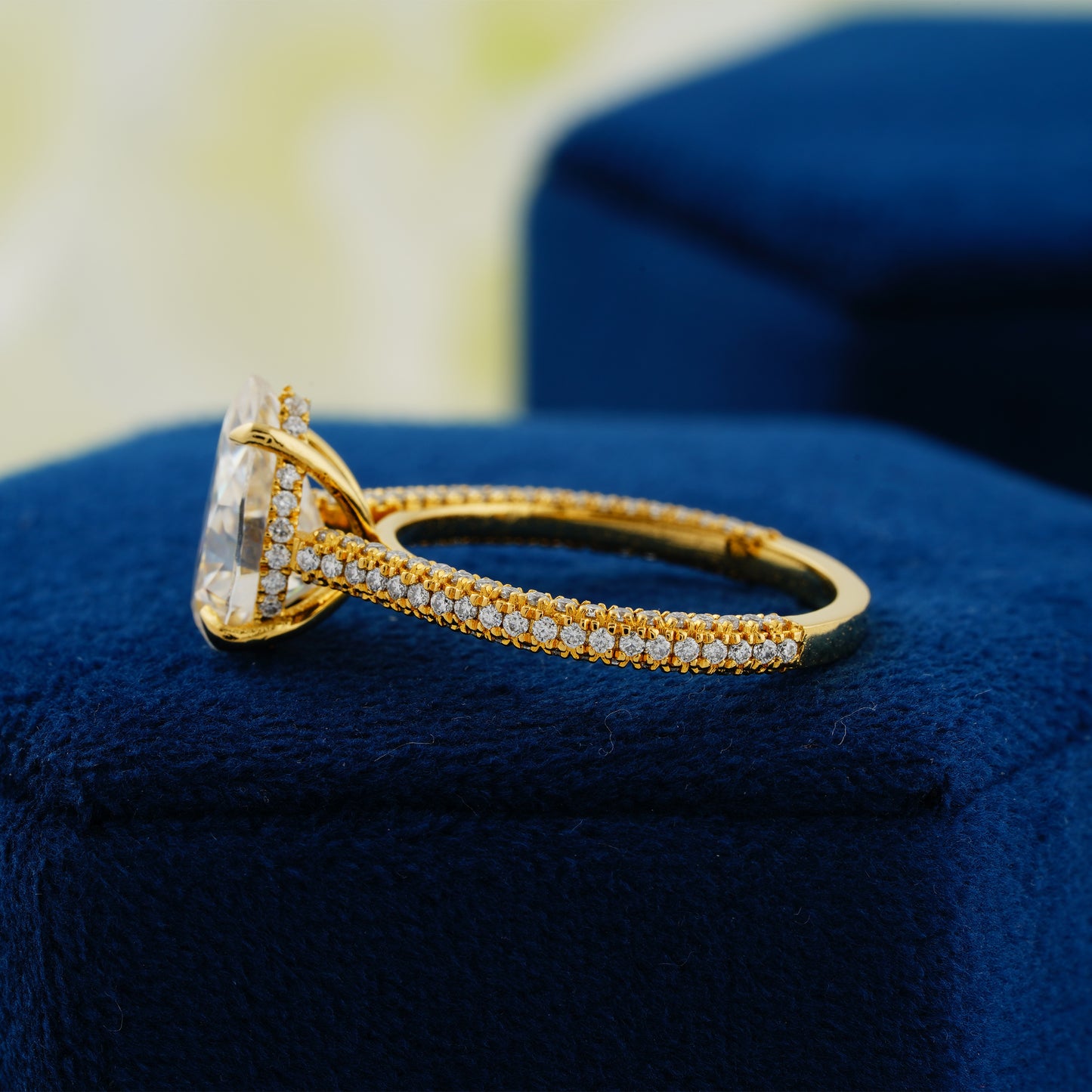 3.1 CT Pear Cut Lab Grown Diamond Engagement Ring