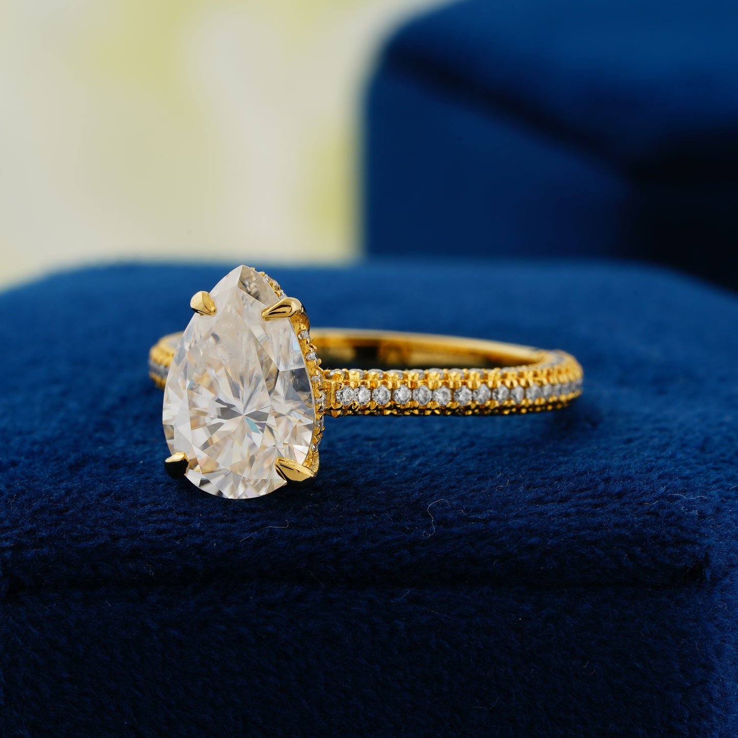 3.1 CT Pear Cut Lab Grown Diamond Engagement Ring