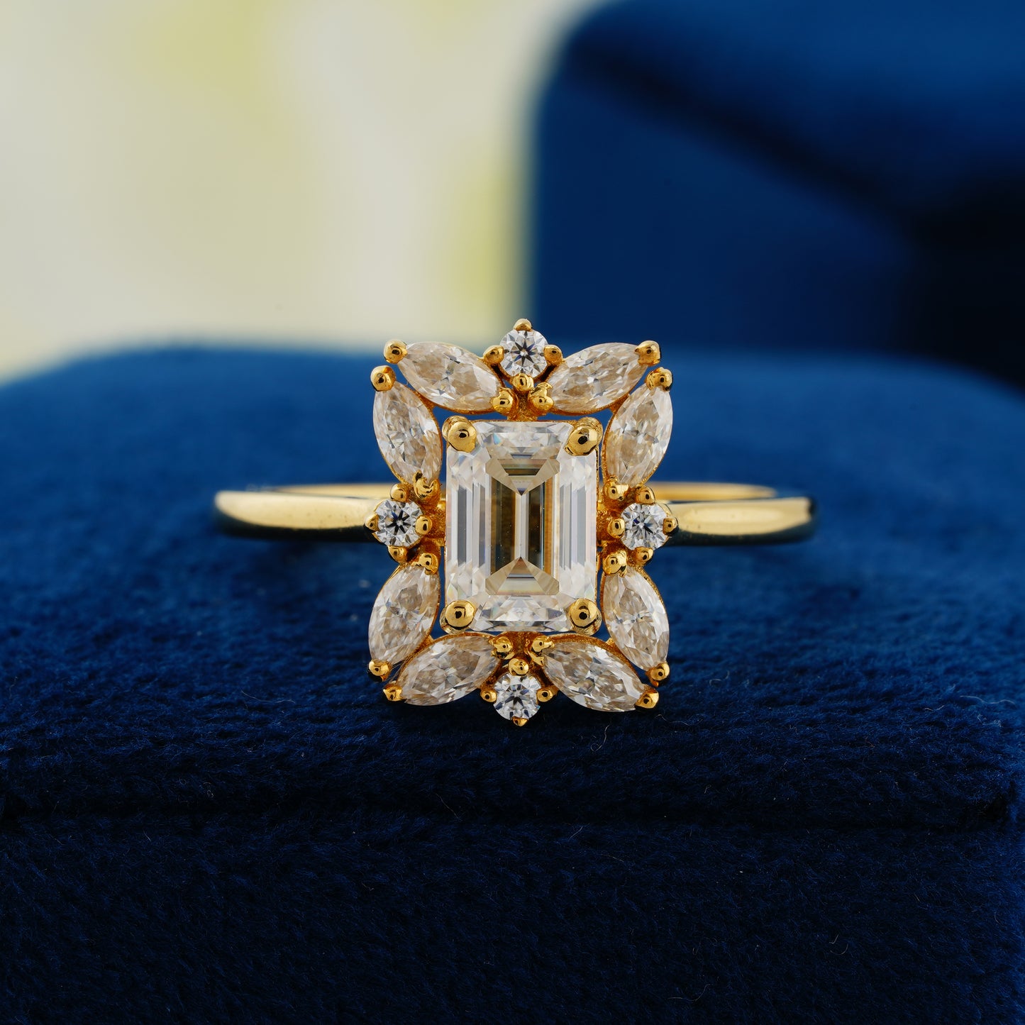 0.92 CT Emerald Cut Lab Grown Diamond Halo Engagement Ring – The Promise of Forever