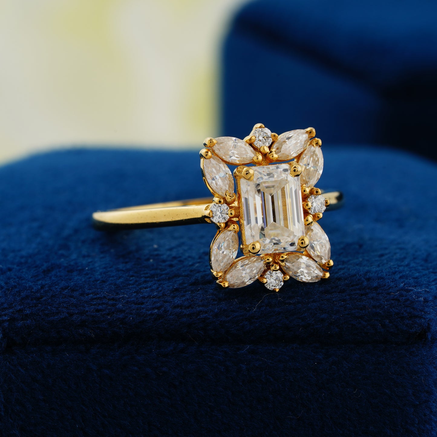 0.92 CT Emerald Cut Lab Grown Diamond Halo Engagement Ring – The Promise of Forever