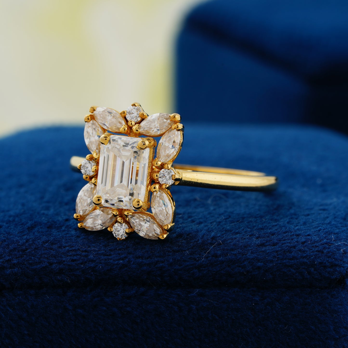 0.92 CT Emerald Cut Lab Grown Diamond Halo Engagement Ring – The Promise of Forever