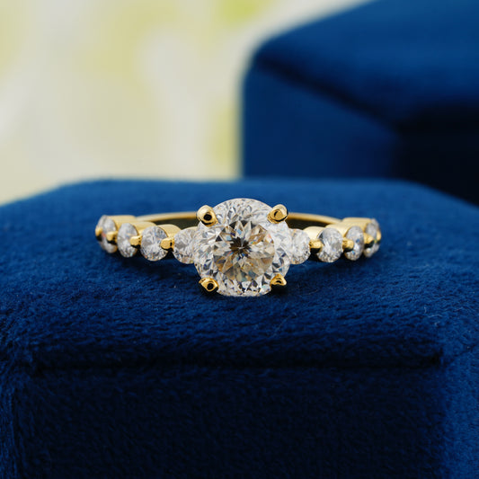 2.2 CT Portuguese Round Cut Lab Grown Diamond Engagement Ring – A Radiant Promise of Forever