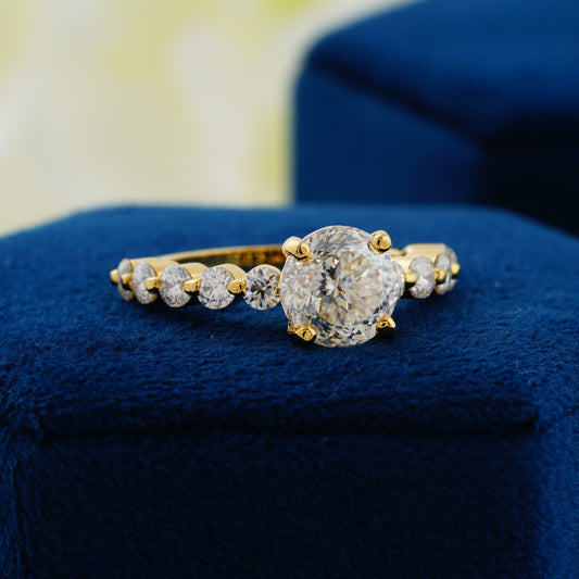 2.2 CT Portuguese Round Cut Lab Grown Diamond Engagement Ring – A Radiant Promise of Forever