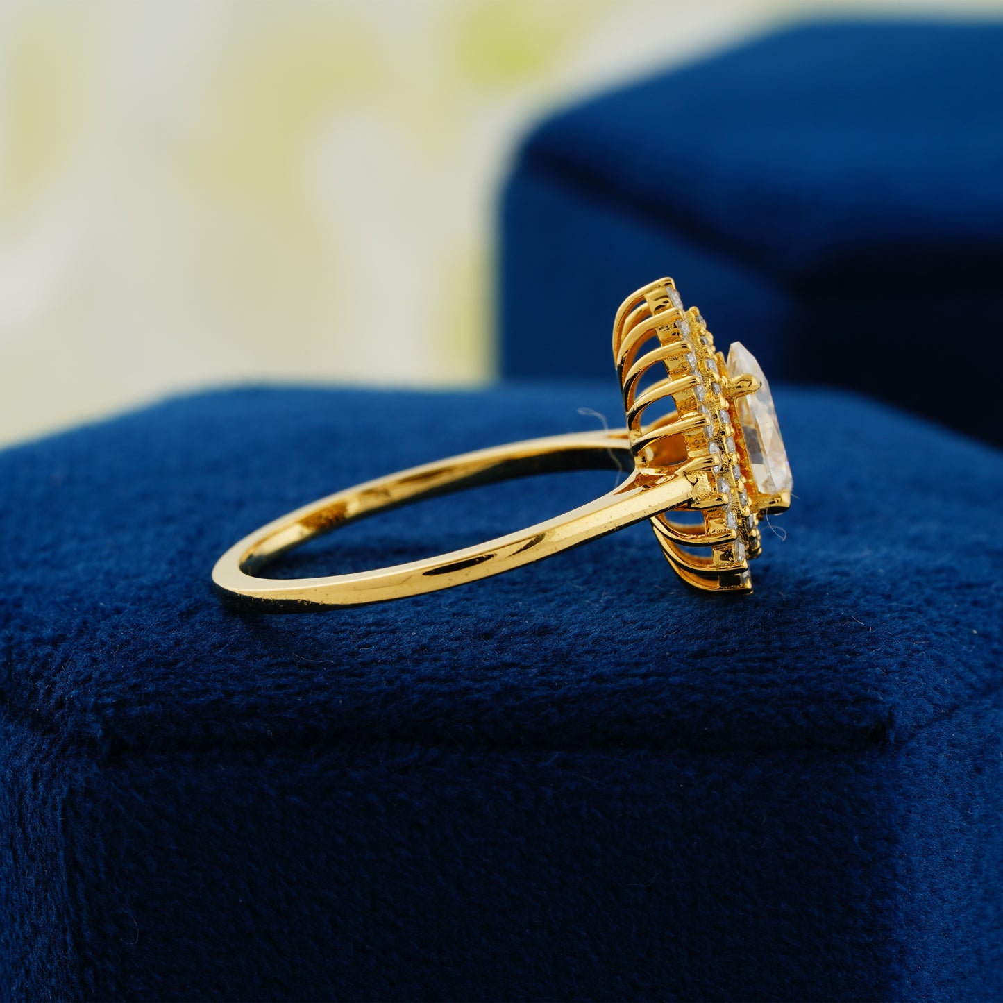 0.94 CT Pear Cut Lab Grown Diamond Double Halo Engagement Ring – Eternal Elegance