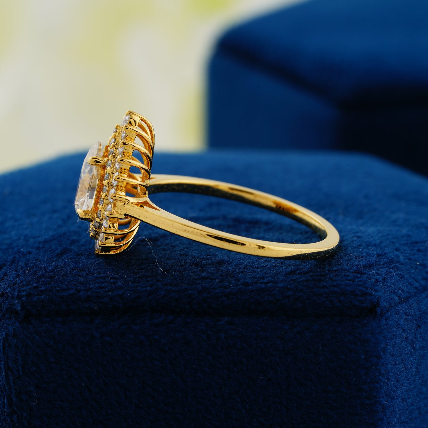 0.94 CT Pear Cut Lab Grown Diamond Double Halo Engagement Ring – Eternal Elegance