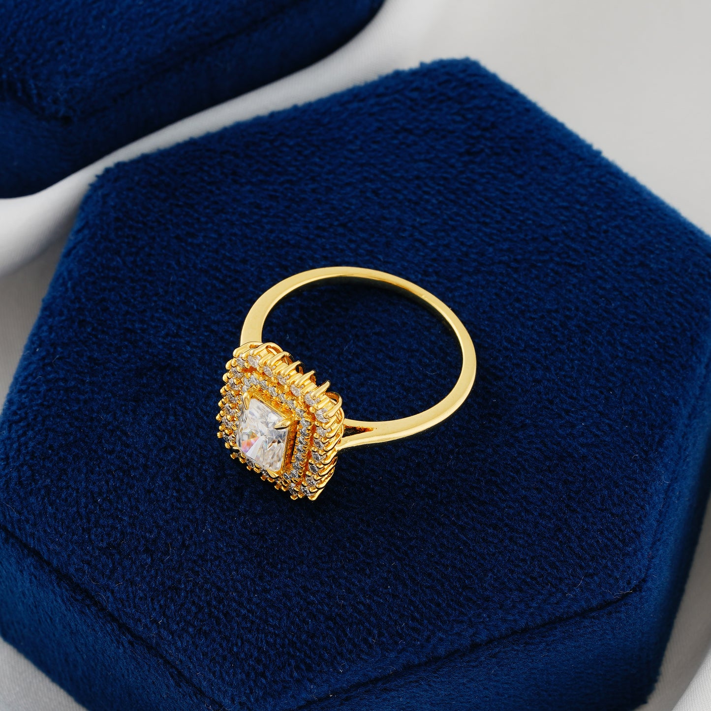 1.05 CT Radiant Cut Lab Grown Diamond Double Halo Engagement Ring