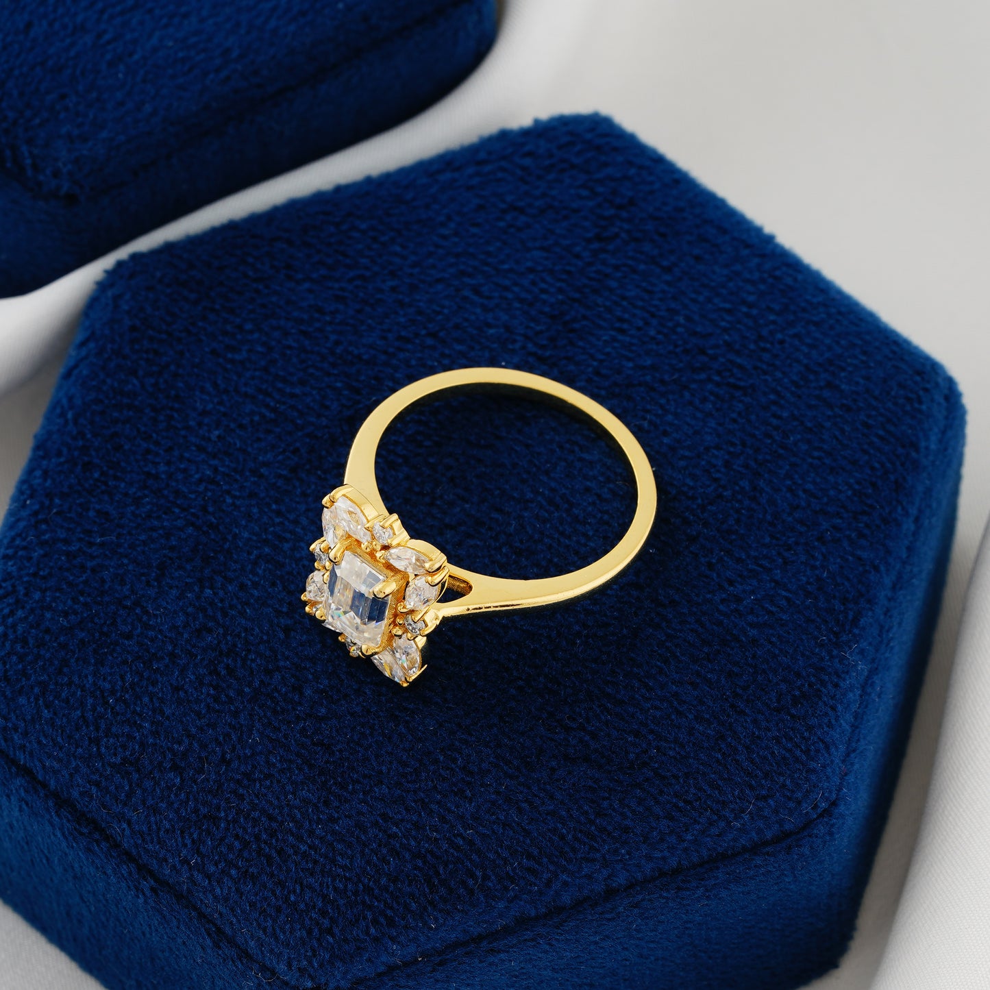 0.92 CT Emerald Cut Lab Grown Diamond Halo Engagement Ring – The Promise of Forever